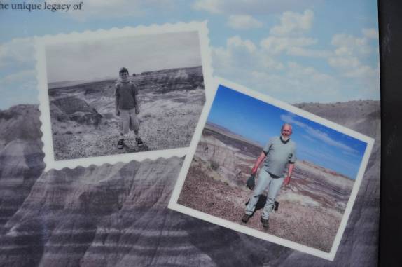 A mesma pessoa e a mesma paisagem do Petrified Forest National Park, no Arizona - Estados Unidos, em fotos com60 anos de intervalo